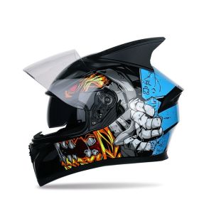 Four seasons corner motorcycle racing helmet (Option: Blue-L)
