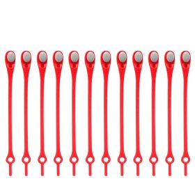 Silicone Elastic Multi-size Horn-shaped Shoelaces (Option: Red 12PC)