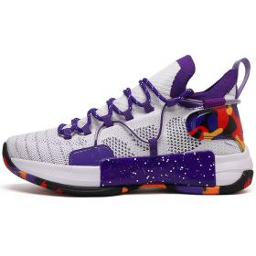 Fashion Breathable Wear-resistant Shock-absorbing Anti-skid Sports Casual Shoes (Option: White Purple-45)