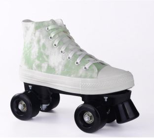 Camouflage Canvas Skates Double Row Four-wheeled Adult (Option: Green PU wheel does not flash-44)