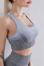 Gradient Racerback Sports Bra (Color: Grey/Blue)