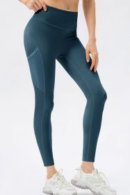 High Waist Slim Fit Long Sports Pants (Color: French Blue)
