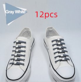 Silicone Elastic Multi-size Horn-shaped Shoelaces (Option: Gary white)