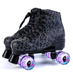 Roller Skates For Beginners Outdoor Flash Roller Skating (Option: Black flashing wheel-41)