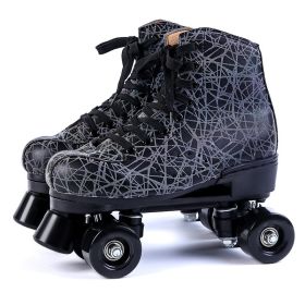 Roller Skates For Beginners Outdoor Flash Roller Skating (Option: Black black wheel-36)
