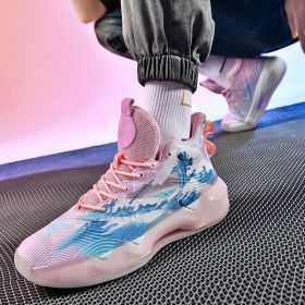 Luminous High-top Basketball Shoes (Option: Blue Pink-44)