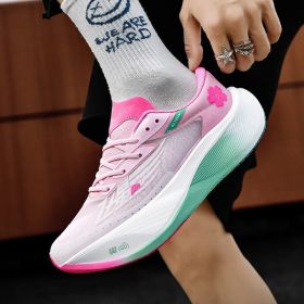 Racing Carbon Plate Rebound Shock Absorption Sneaker (Option: Pink Green-41)